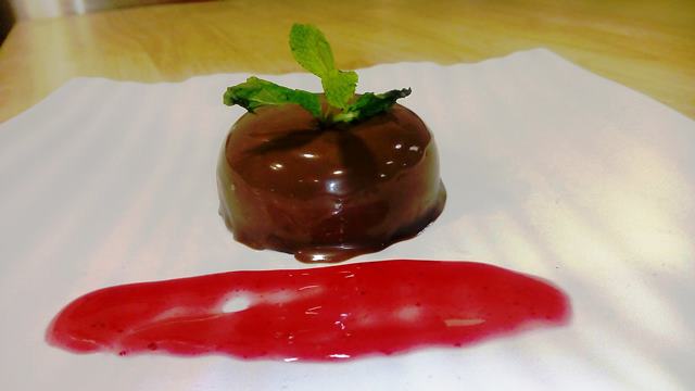Desserts - Chocolate Panna Cotta with Strawberry Coulis - 1